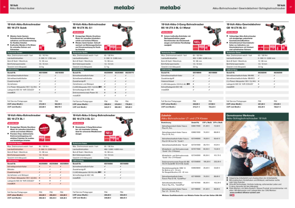 Metabo BS 18 LTX-3 BL Q I Metal*Akku-Bohrs. 603180660