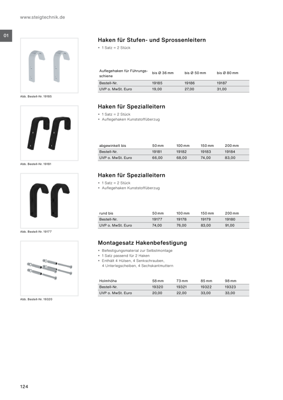 MUNK Hook fixing mounting kit for 73 mm depth of side-rail 19321