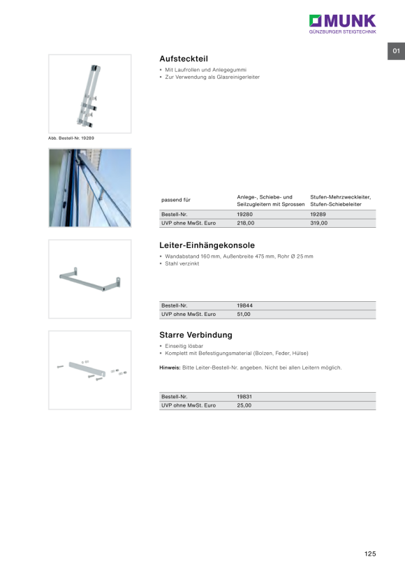 MUNK Hook fixing mounting kit for 73 mm depth of side-rail 19321