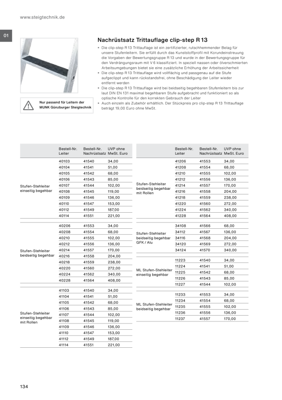 MUNK 2-section step push-up extension ladder with nivello® stabiliser 2x7 steps 40660