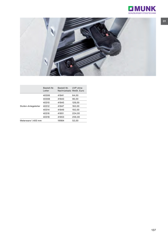 MUNK Step straight ladder without stabiliser 10 steps 40310