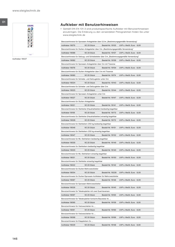 MUNK Information sticker for folding ladders, 2-section Sticker 19029 19148