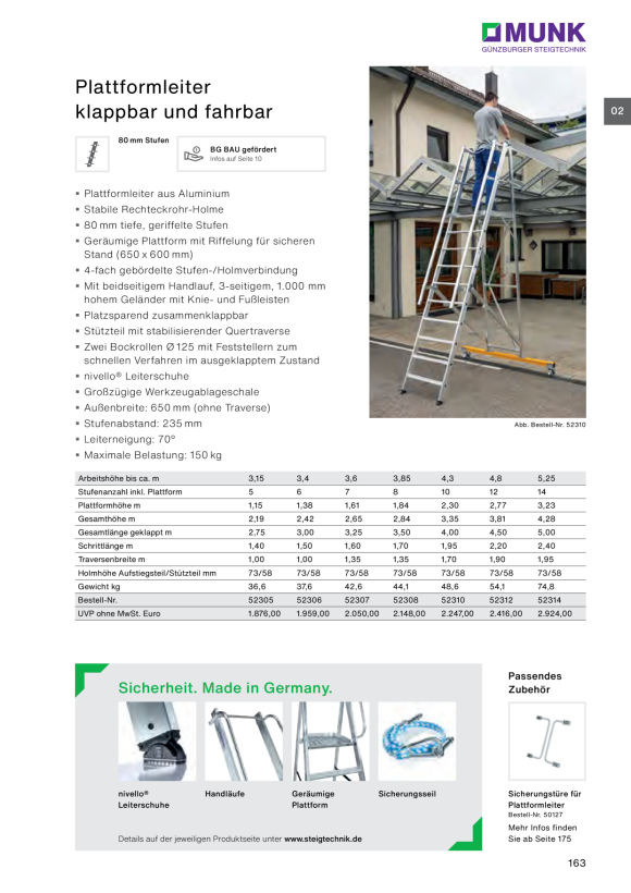 MUNK Platform ladder, mobile 9 steps 52509