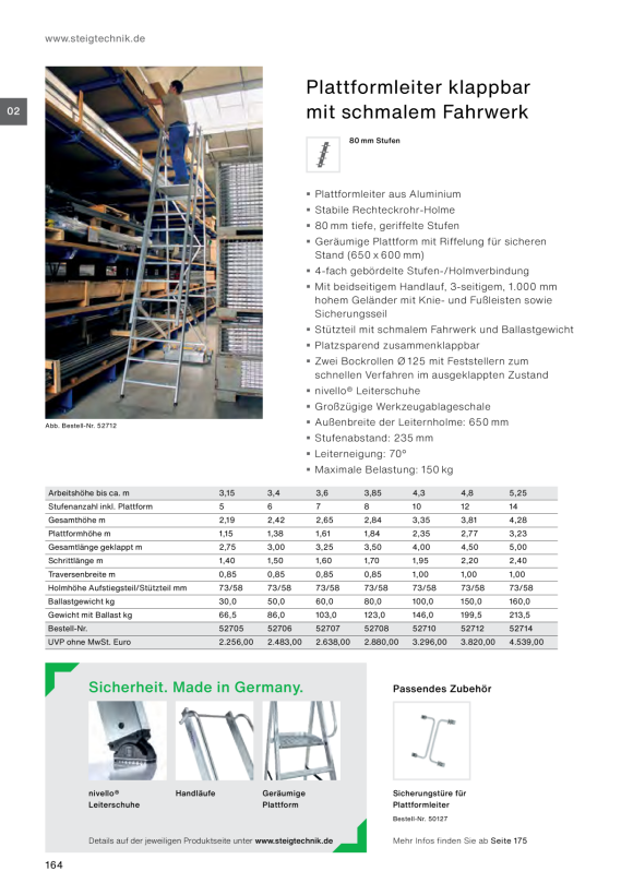 MUNK Folding platform ladder with narrow undercarriage 12 steps 52712
