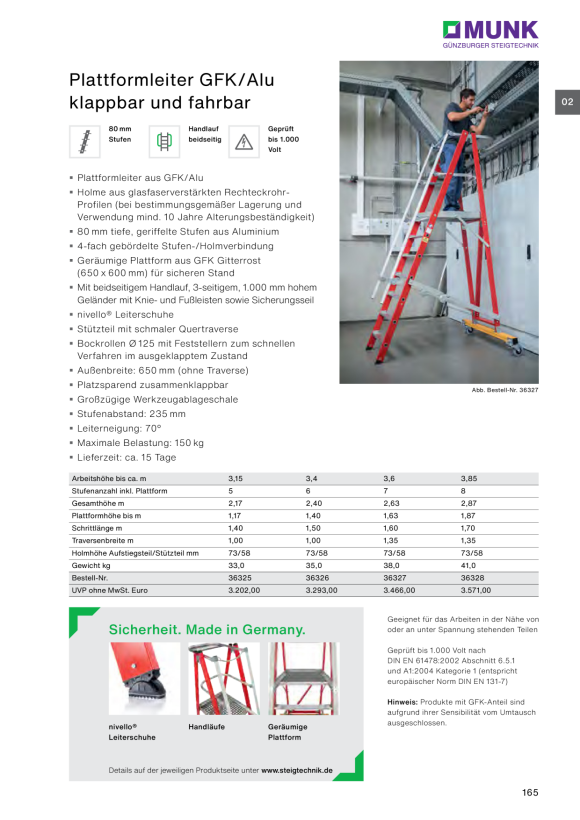MUNK Folding platform ladder with narrow undercarriage 12 steps 52712