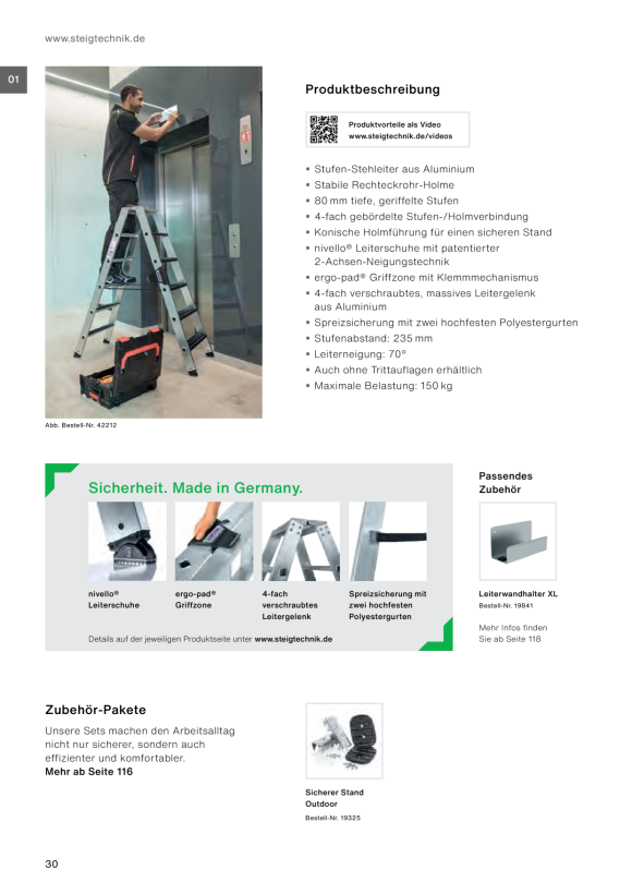 MUNK Double-sided stepladder with clip-step 2x3 steps 41603