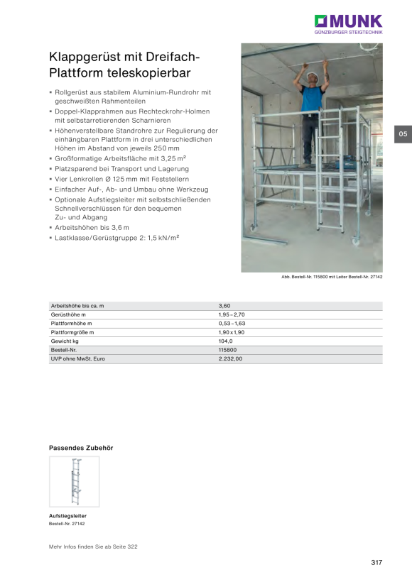 MUNK Teleskopausleger ML Gerüst 11302