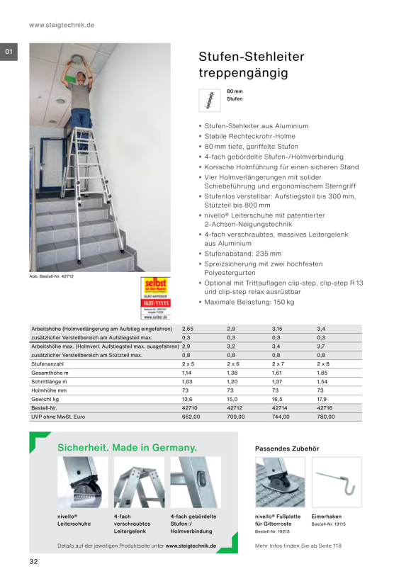 MUNK Stufen-Stehleiter treppengängig 2x6 Stufen 42712