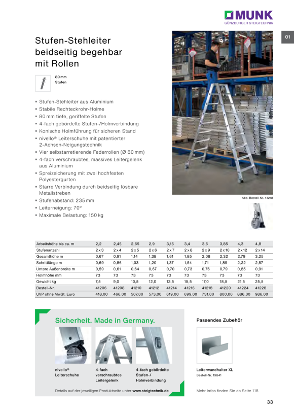 MUNK Stufen-Stehleiter treppengängig 2x6 Stufen 42712