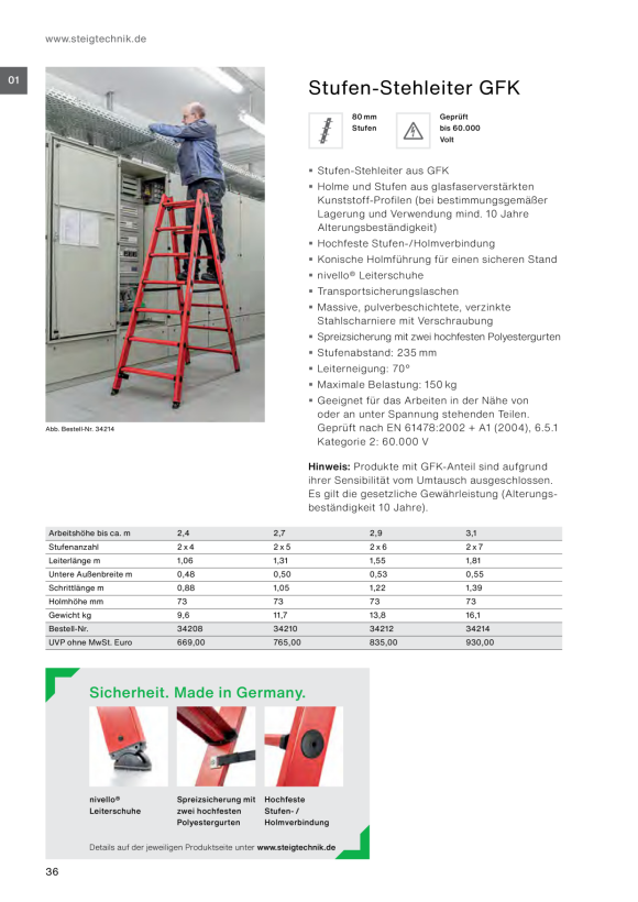 MUNK Double-sided step ladder GFRP / aluminium 2x6 steps 34112