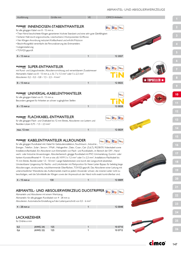 CIMCO Lackabzieher für Drähte Durchmesser 0,6mm (AWG 22) 100712