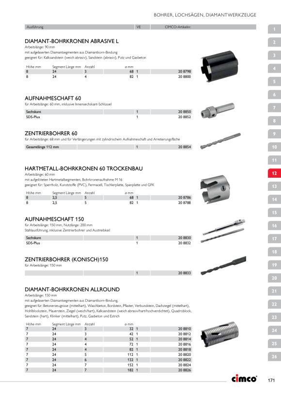 CIMCO Diamant-Bohrkronen SOFT L 82 mm 208792