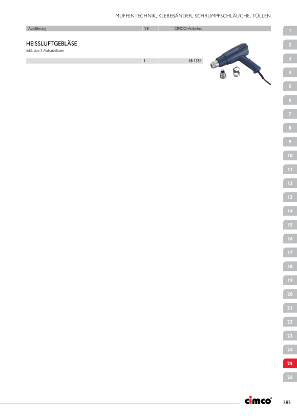 CIMCO Heizluftgebläse-Sortiment, 1500W/230V, 2 Wärmestufen 181351