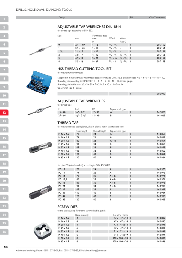 CIMCO HSS Gewindeschneidzeug-Satz 203930