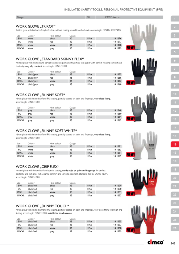 CIMCO Arbeitshandschuh Grip Flex schwarz/rot, Größe 9/L 141230