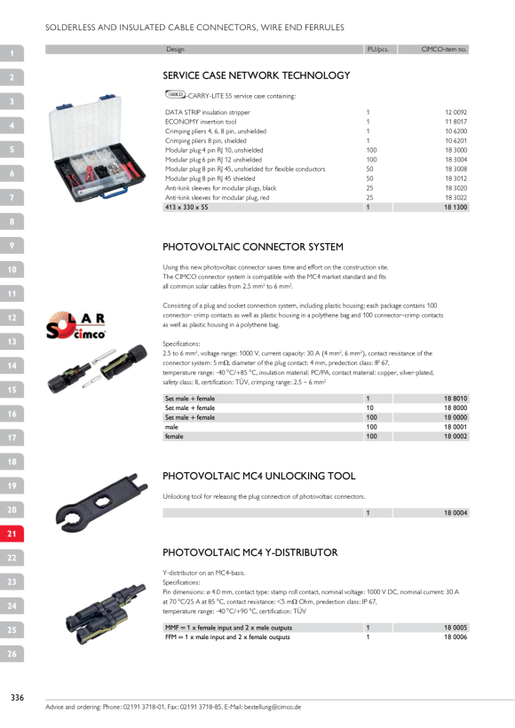 CIMCO Y - Stecker Solar FFM 180006