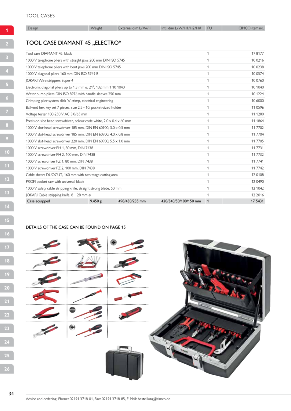 CIMCO Bestückter Werkzeugkoffer Diamant 40 Elektro 175431