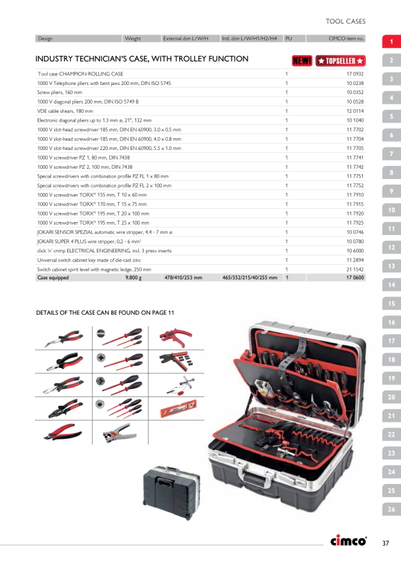 CIMCO Bestückter Technikerkoffer-Industrie 170603
