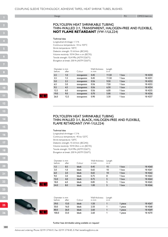 CIMCO Schrumpfschlauch 5,0/2,3mm 9,5m 184252