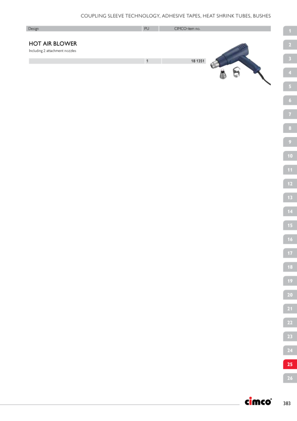 CIMCO Heizluftgebläse-Sortiment, 1500W/230V, 2 Wärmestufen 181351