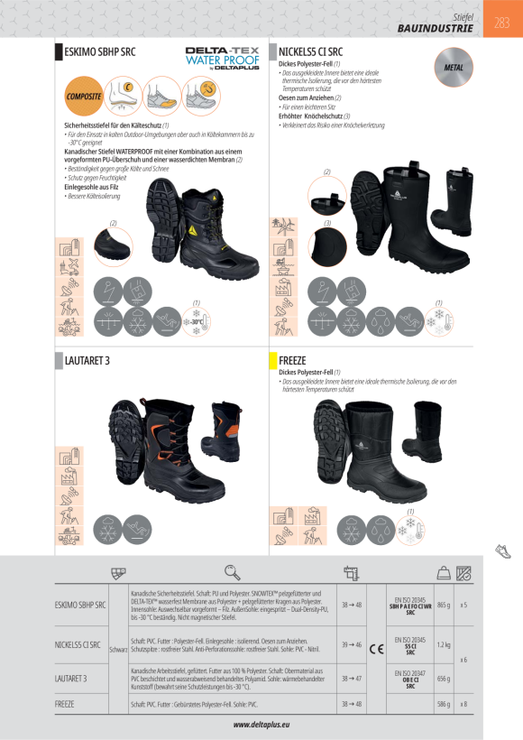 DELTA PLUS STIEFEL PVC IRON S5 GELB 42 - PVC-SICHERHEITSSTIEFEL - S5 SRC IRONS5JA42