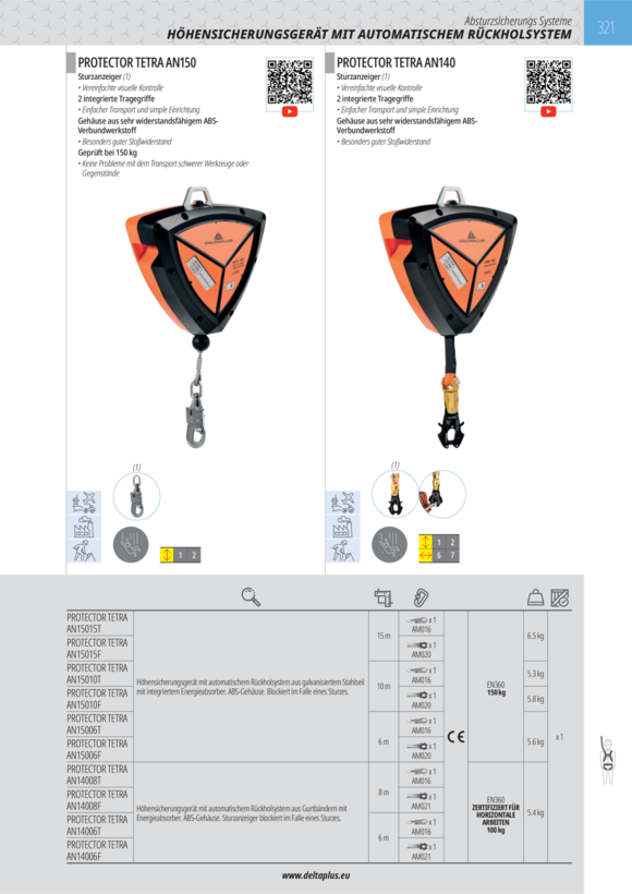 DELTA PLUS FALLDAMPFER AN203200ZZ 2M - BANDFALLDÄMPFER 2 M + 2 DOPPELTWIRKENDE VERBINDUNGSMITTEL