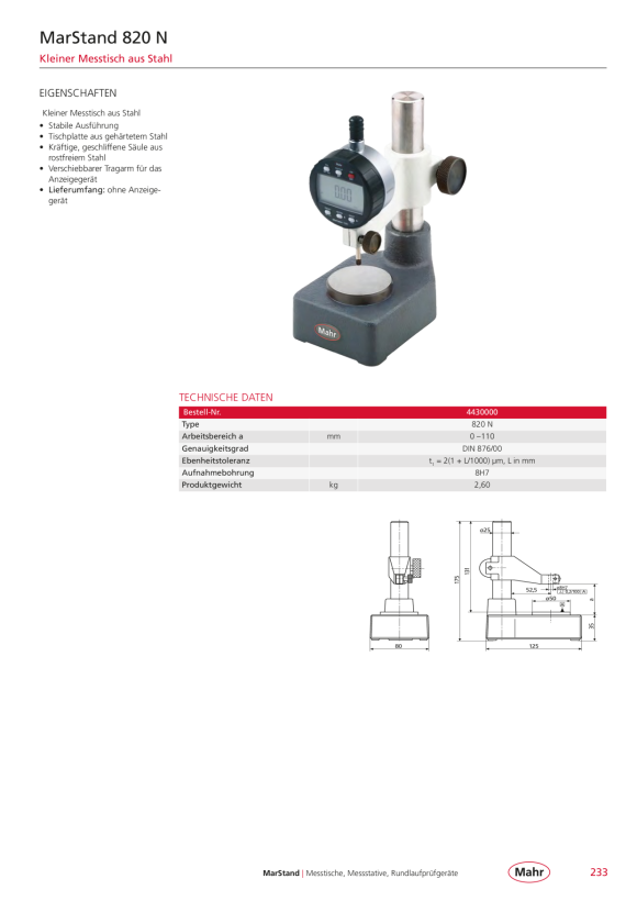 Mahr 815 XMS Meßgestänge, 285 mm 4435011