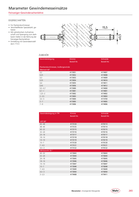 Mahr Kimme, P=0,4 mm, 853-f M 4173055