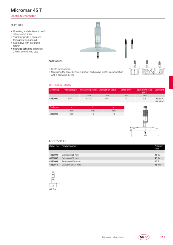 Mahr 45 Tv Extension, 100mm 4180003