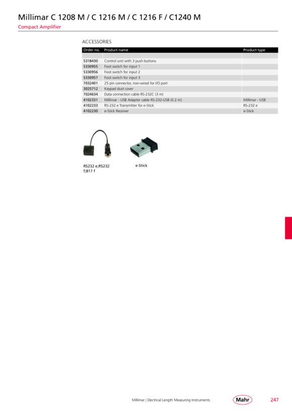 Mahr S1840 footswitch input 1, Millimar 5330955