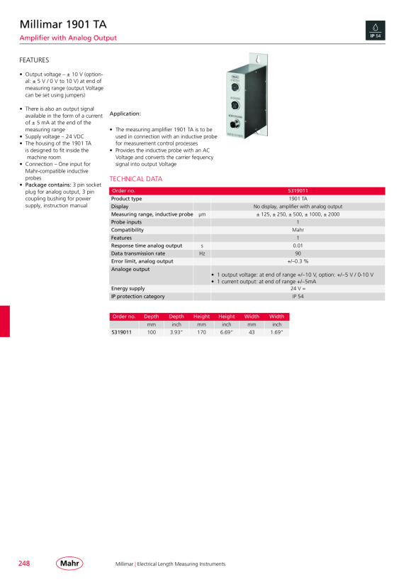 Mahr S1840-F, Millimar column separately 5318402