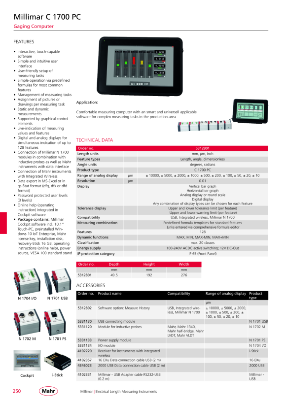 Mahr Computadora de medición Millimar C 1700 PC, 10? PC con cabina Millimar 5312801