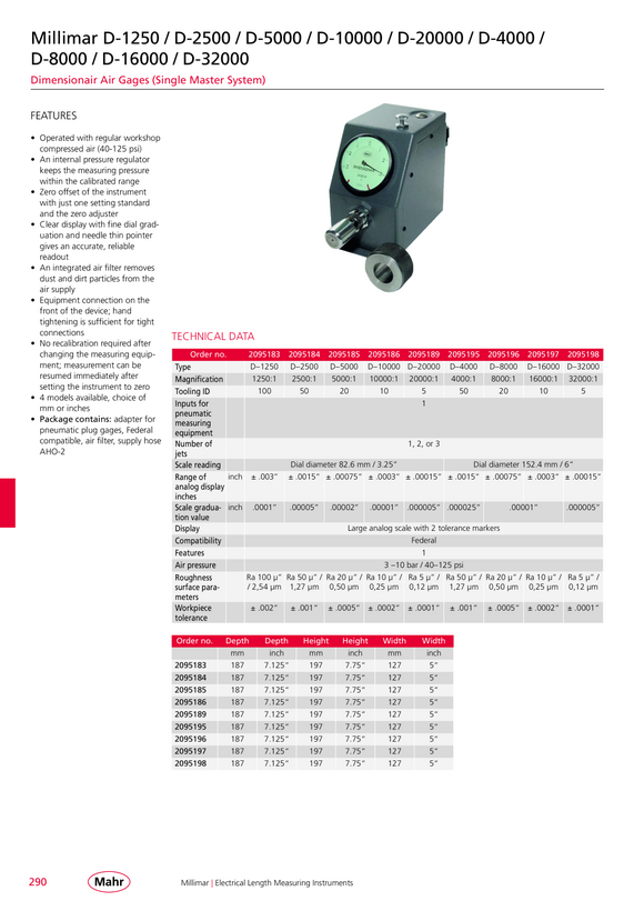 Mahr Dimensionair 4000:1 DP50, campo di misura 0,003? 2095195