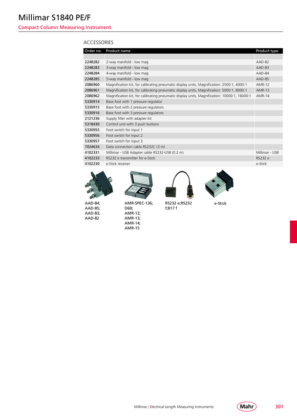 Mahr S1840-PE/10000 Fed, kolumna Millimar z PE 5318457
