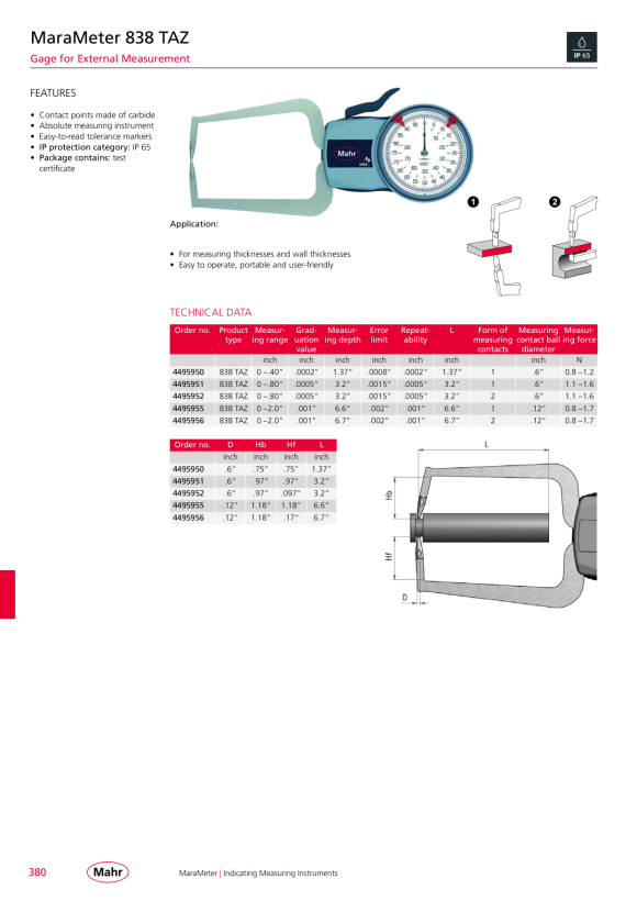 Mahr 838 USB data connection cable, USB incl. software for version A 4495079