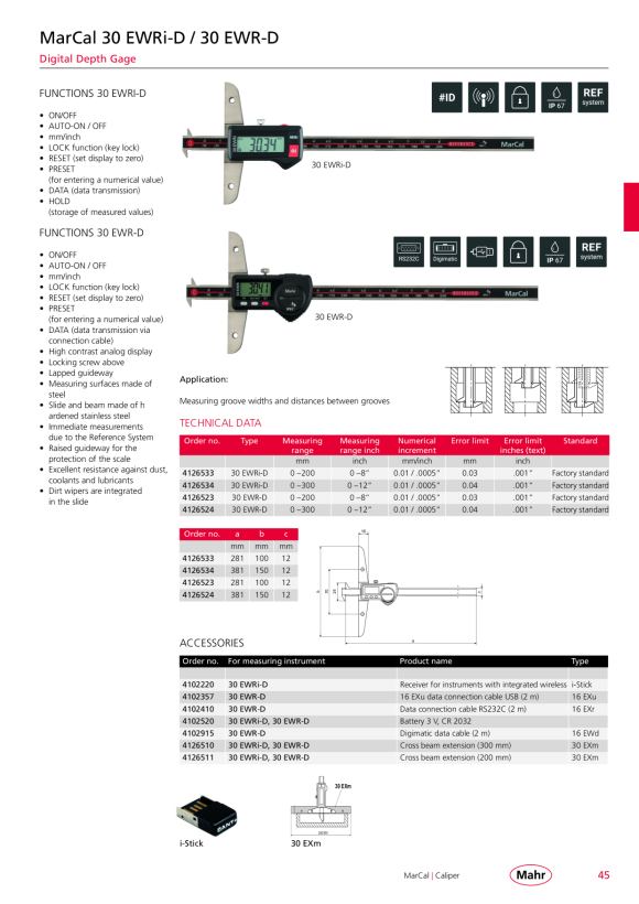 Mahr Calibro di profondità 30 N, campo di misura 500 mm custodia inclusa 4127202