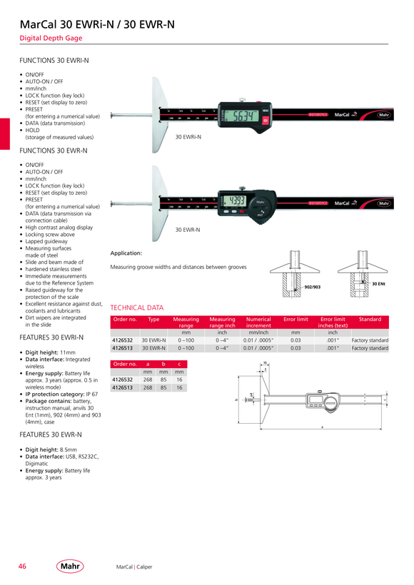 Mahr 30 ENt disk insert, 1.0 mm 4882022