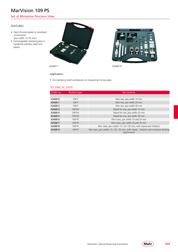Mahr 109 P mordaza con mordaza ancho 25 mm 4246811