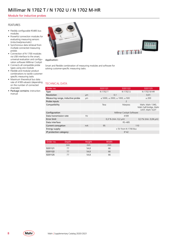 Mahr 1304 K Inductive probe compact type, w. c. 5313049