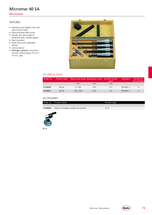 Mahr 40 A micrómetro 150-175 mm mK 4134006