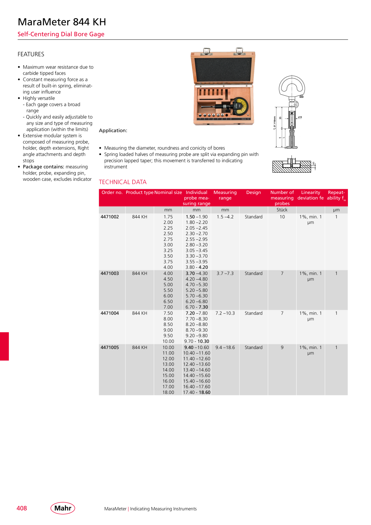 Mahr Calibro interno 844 KH, intramess 3,7-7,3 mm 4471003