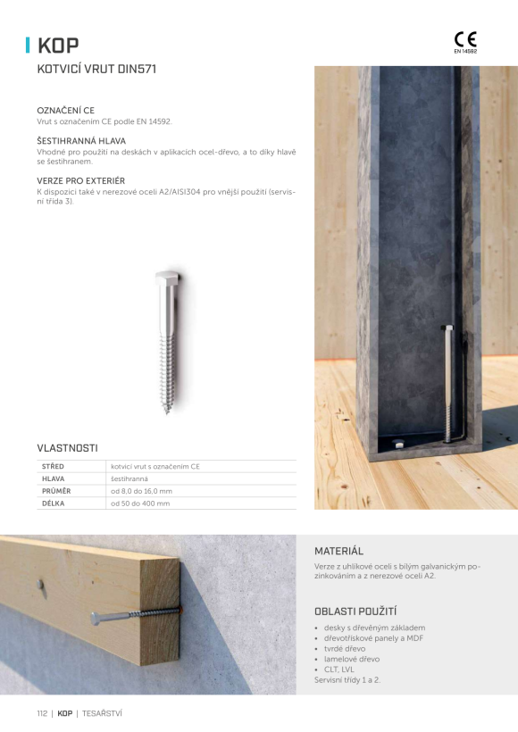 RothoBlaas Wood Technic *ŠROUBOVACÍ ŠROUB DIN571 12X300 KOP12300V