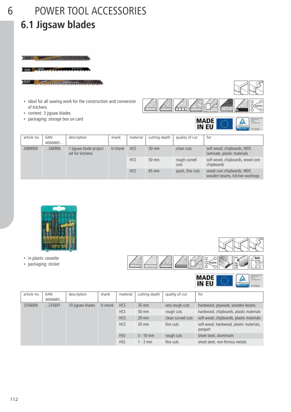 Wolfcraft Stichsägeblätter-Set 10-tlg., U-Schaft 8631000
