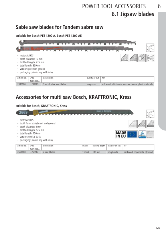 Wolfcraft Stichsägeblatt HCS, T-Schaft 2669000