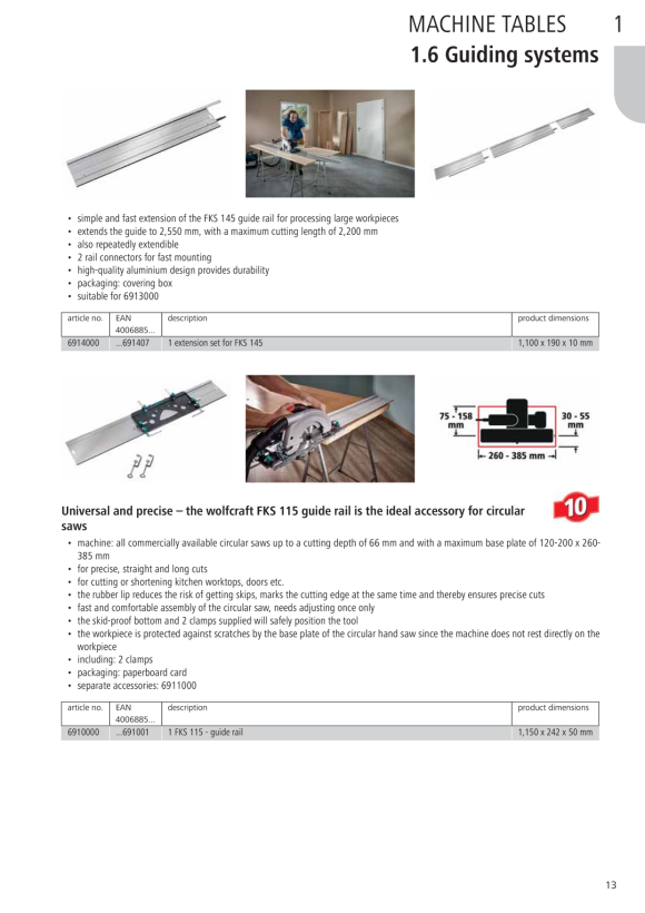 Wolfcraft Führungsschiene FKS 145 6913000