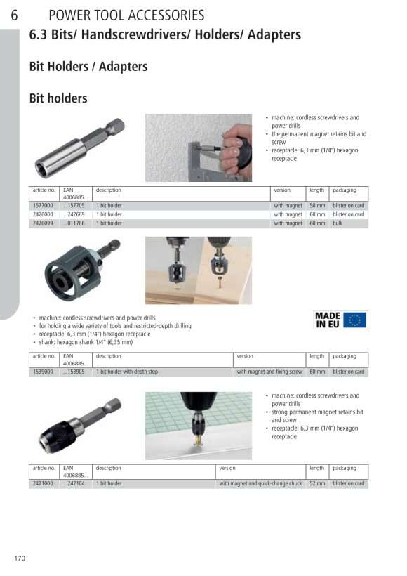Wolfcraft Bithalter mit Tiefenstopp 1539000