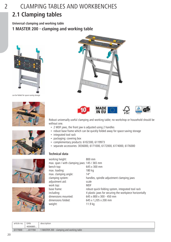 Wolfcraft Spann- und Arbeitstisch MASTER 600 6182000