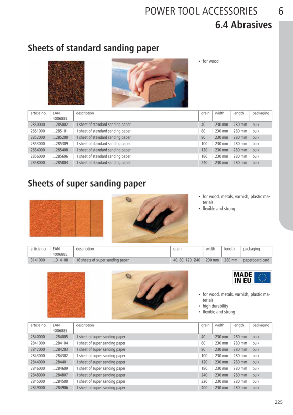 Wolfcraft Schleifpapierbogen ?Standard? für Holz 2852000