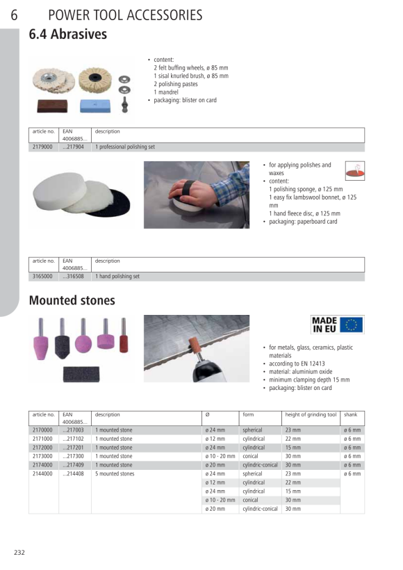 Wolfcraft Keramisches Schleifkörper-Set 6-tlg. 2144000