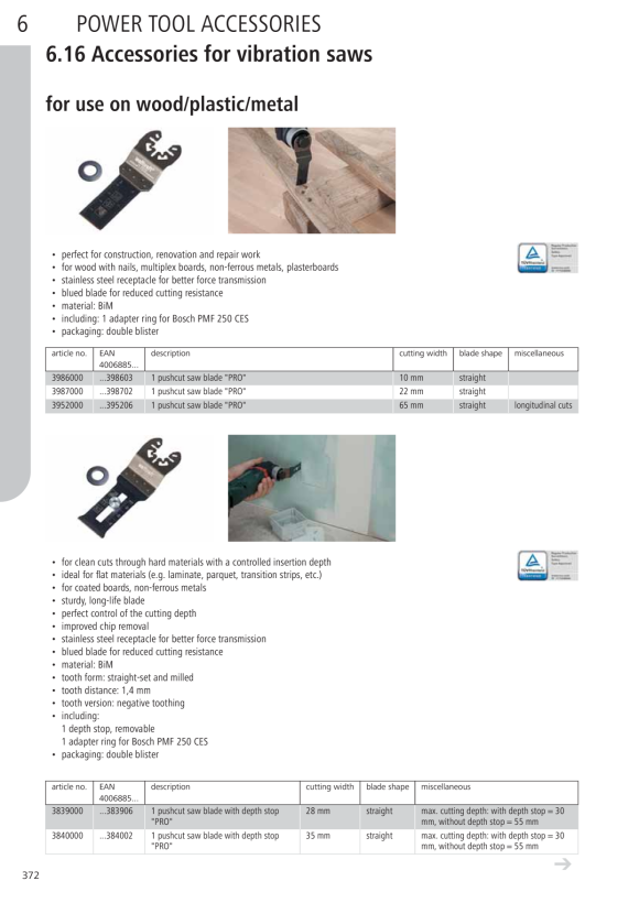 Wolfcraft Tauchsägeblatt ?PRO? BiM, Universal-Aufnahme 3987000